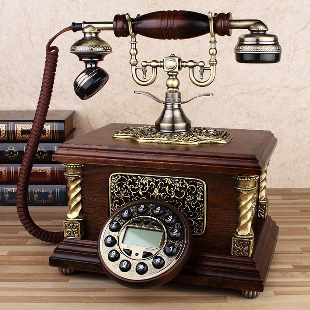 浪漫電話 KT４-FN レトロ アンティーク電話 ダイヤル式 木製 ブラウン 浪漫電話 KT4-FN レトロ アンティーク電話 ダイヤル式 木製 ブラウン